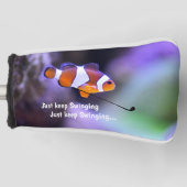 Hou gewoon door met het zwoegen van visgolfer golfheadcover (Voorkant)
