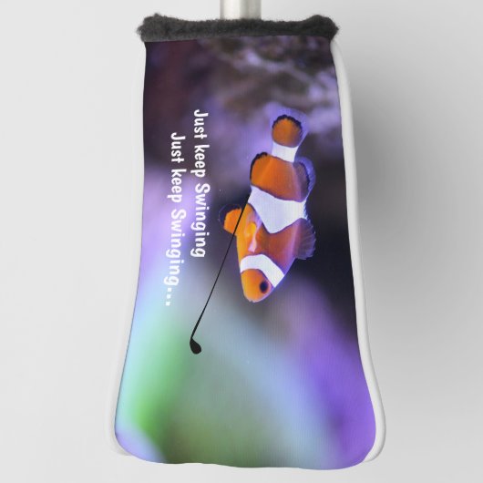 Hou gewoon door met het zwoegen van visgolfer golfheadcover (Draai 90)