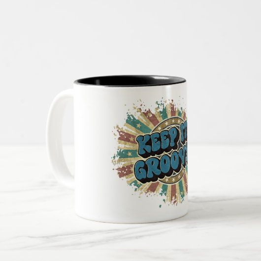 Hou het groovy tweekleurige koffiemok (Voorkant links)