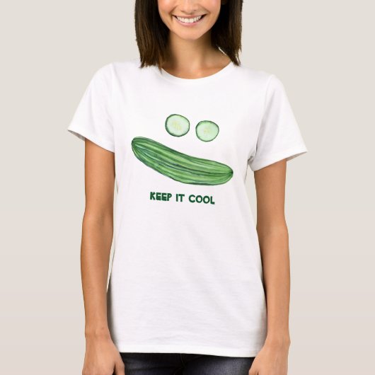 Hou het op als Cucumber Funny Waterverf Face T-shirt (Voorkant)