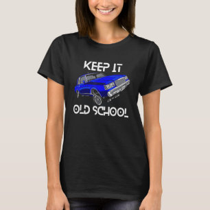 Hou het oude schoolauto laag en traag t-shirt