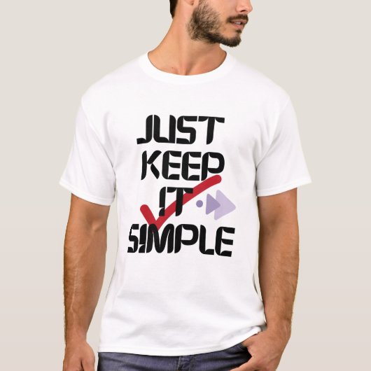 Hou het simpel | Het wit van minimalistische Manne T-shirt (Voorkant)