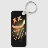 Hou het vol | Shining Gold Funny Smile Emoji Sleutelhanger (Achterkant)