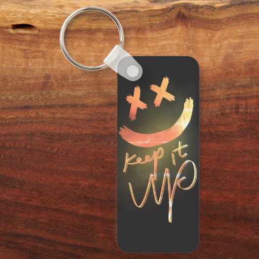 Hou het vol | Shining Gold Funny Smile Emoji Sleutelhanger (Voorkant)