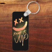 Hou het vol | Shining Gold Funny Smile Emoji Sleutelhanger (Achterkant)