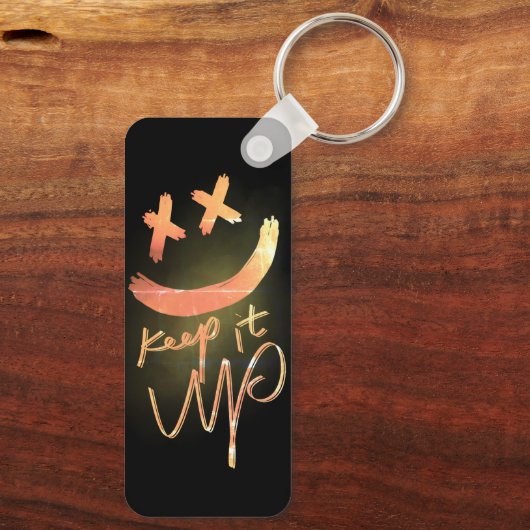 Hou het vol | Shining Gold Funny Smile Emoji Sleutelhanger (Achterkant)