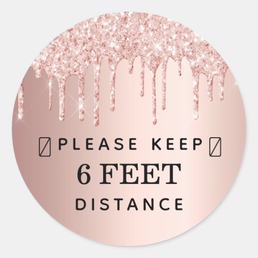 Hou je afstand roos gouden roze glitterdruppels ronde sticker (Voorkant)
