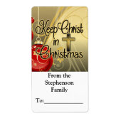 Hou je Christus in Kerstmis, Christelijk cadeautje Etiket (Voorkant)