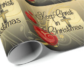 Hou je Christus vol Kerstmis, goud/rood Christelij Cadeaupapier (Rol Hoek)