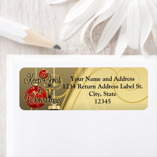 Hou je Christus vol Kerstmis, goud/rood Christelij Etiket (Insitu)