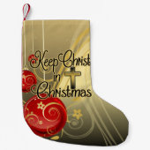 Hou je Christus vol Kerstmis, goud/rood Christelij Kleine Kerstsok (Voorkant)
