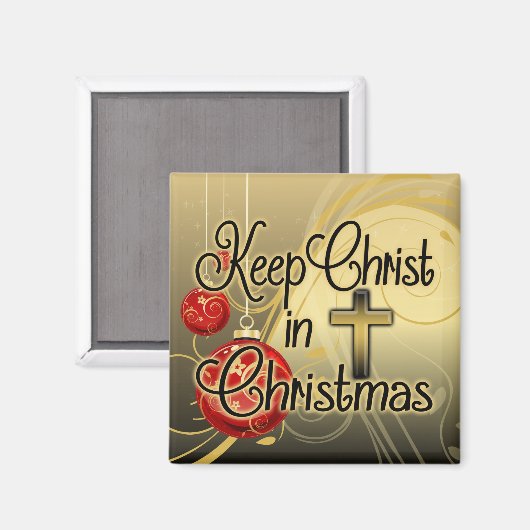 Hou je Christus vol Kerstmis, goud/rood Christelij Magneet (Voorkant / Achterkant)