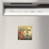 Hou je Christus vol Kerstmis, goud/rood Christelij Magneet (Insitu (Vaatwasser))