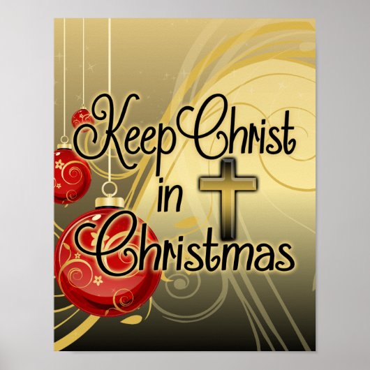 Hou je Christus vol Kerstmis, goud/rood Christelij Poster (Voorkant)