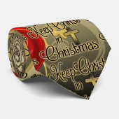 Hou je Christus vol Kerstmis, goud/rood Christelij Stropdas (Opgerold)