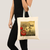 Hou je Christus vol Kerstmis, goud/rood Christelij Tote Bag (Voorkant (product))