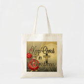 Hou je Christus vol Kerstmis, goud/rood Christelij Tote Bag (Voorkant)