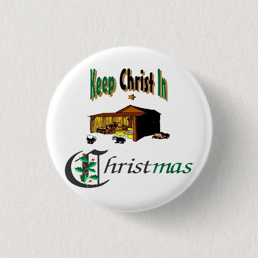 Hou je Christus vol kerstmis Ronde Button 3,2 Cm (Voorkant)