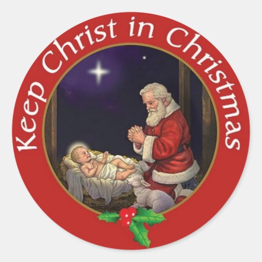 Hou je Christus vol kerstmis Ronde Sticker (Voorkant)