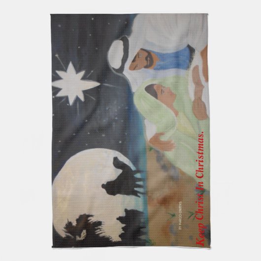 Hou je Christus vol kerstmis Theedoek (Verticaal)