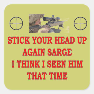 HOU JE HOOFD WEER OP, SARGE VIERKANTE STICKER