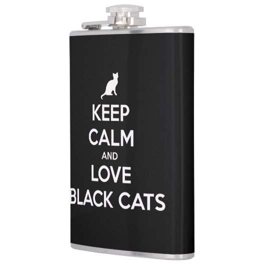 Hou je kalm en hou van zwarte katten heupfles (Links)