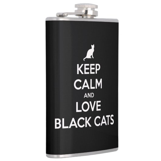 Hou je kalm en hou van zwarte katten heupfles (Rechts)