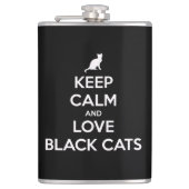Hou je kalm en hou van zwarte katten heupfles (Voorkant)