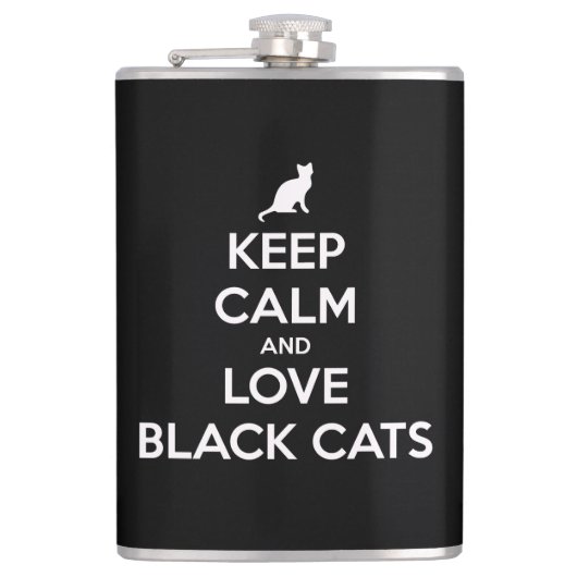 Hou je kalm en hou van zwarte katten heupfles (Voorkant)