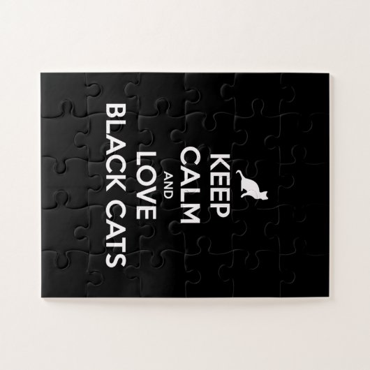 Hou je kalm en hou van zwarte katten legpuzzel (Horizontaal)