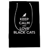 Hou je kalm en hou van zwarte katten medium cadeauzakje (Voorkant)