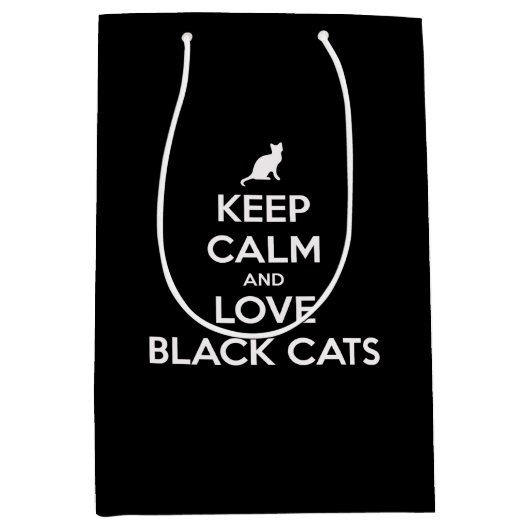 Hou je kalm en hou van zwarte katten medium cadeauzakje (Voorkant)