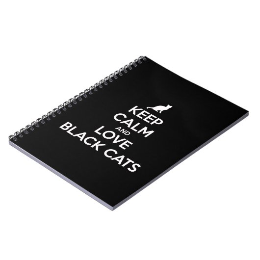 Hou je kalm en hou van zwarte katten notitieboek (Linkerzijde)