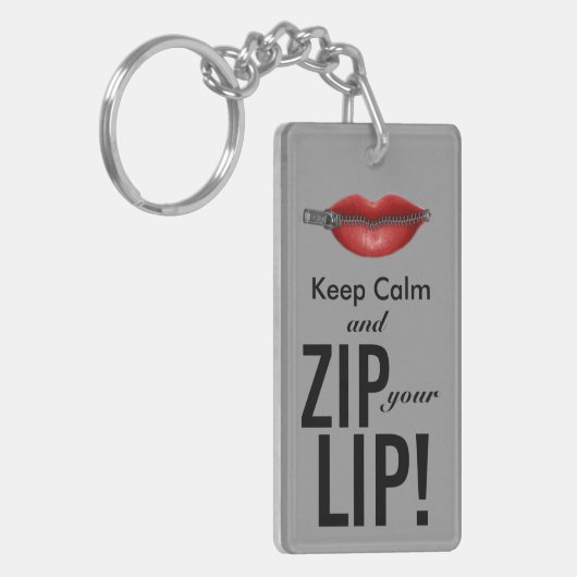 hou je kalm en zip je lippen grappige parodie sleutelhanger (Voorkant Links)