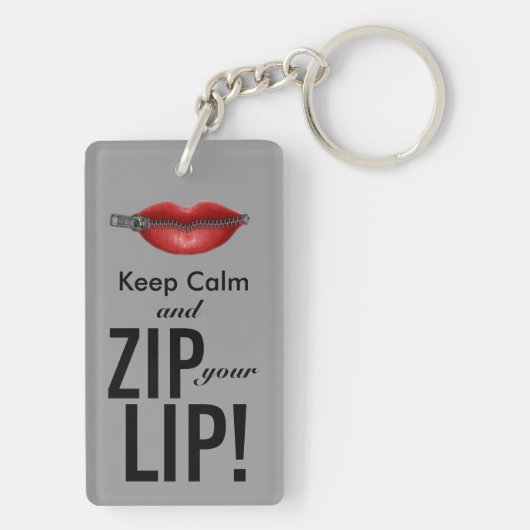 hou je kalm en zip je lippen grappige parodie sleutelhanger (achterkant)