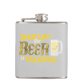 "Hou je kop! de "Beer is aan het praten" "Vinyl-om Heupfles (Voorkant)