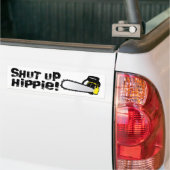 Hou je kop, Hippie. Bumpersticker (Op Truck)