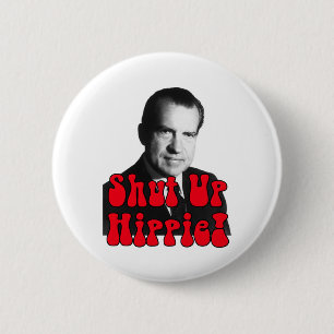 Hou je kop Hippie — Richard Nixon Ronde Button 5,7 Cm
