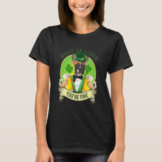Hou je kop met de lever Franse bulldog met bier St T-shirt
