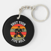 Hou je kop met je vijfhol-Hockey Goalie Sleutelhanger (Achterkant)