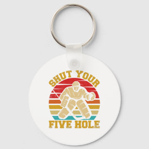 Hou je kop met je vijfhole grappny Ice Hockey Goal Sleutelhanger