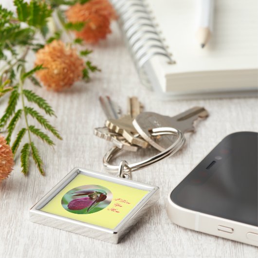 Hou je mam dame slipper bloem Sleutelhanger (Zijkant)