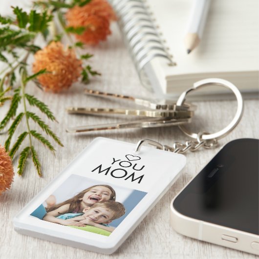 Hou je mam familie foto collage hart sleutelhanger (Voorkant Rechts)