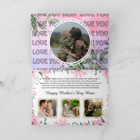 Hou je Mam gepersonaliseerde Foto's Moederdag Kaar Kaart (Binnen)