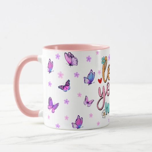 Hou je moeder belettering kleurrijke vlinders mok (Links)