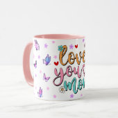 Hou je moeder belettering kleurrijke vlinders mok (Voorkant links)