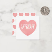 Hou je moeder tekst in roze waterverf hart notitiekaartje (Voorkant / Achterkant in situ)