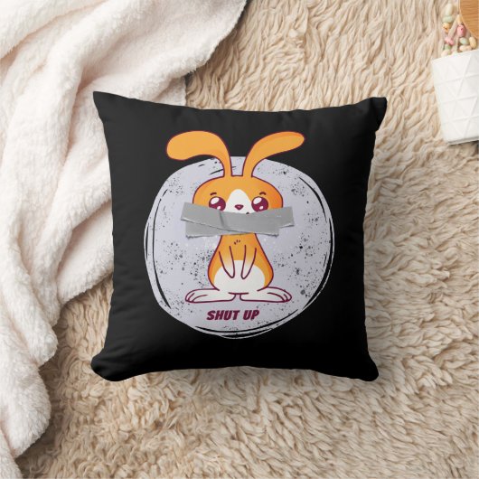 Hou je mond konijn Funny sarcastisch comic ontwerp Kussen (Deken)