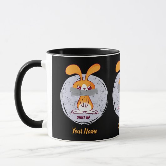 Hou je mond konijn Funny sarcastische comic ontwer Mok (Links)