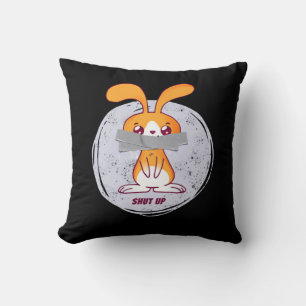 Hou je mond konijn Funny sarcastische strip ontwer Kussen